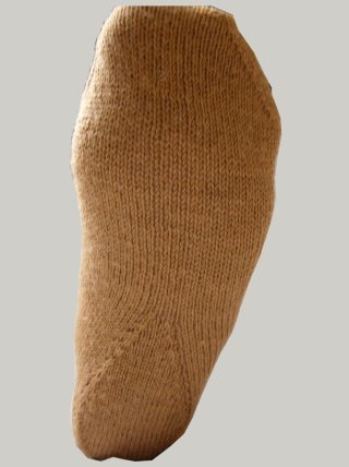 Inverse sock bottom showing gusset decreases